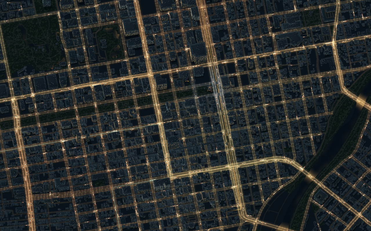 Sapporo: golden grid and a dark park